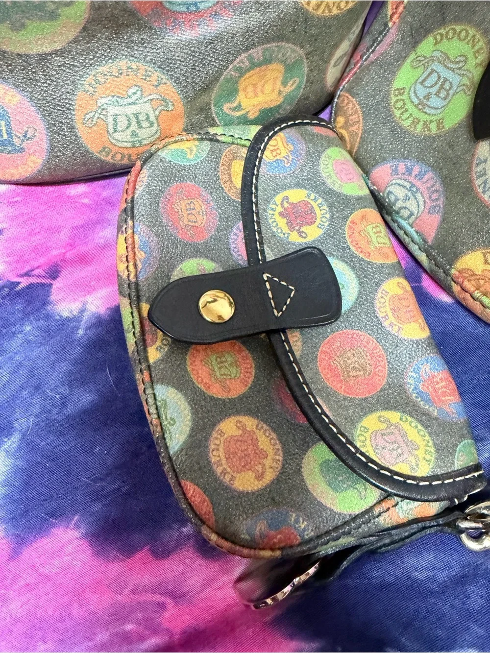 Vintage Dooney & Bourke Multicolor Logo Print Shoulder Bag bundle